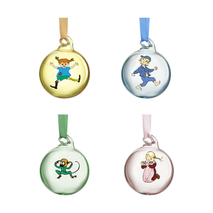 Lína og Emil jólakúlur, 5 cm - 4 í pakka