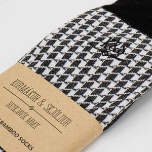 K&S bambussokkar - svarthvítt Houndstooth